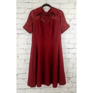 Unique Vintage Dress Womens 1X Holiday Christmas New years Sparkles Sequin Retro
